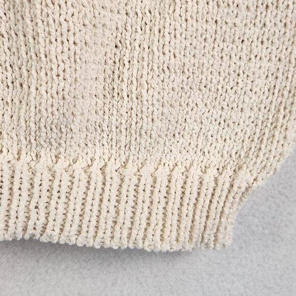 Unbranded Knit Sweater Vest Women S/M Cream Open-Knit Sleeveless Tank Top - Picture 7 of 10